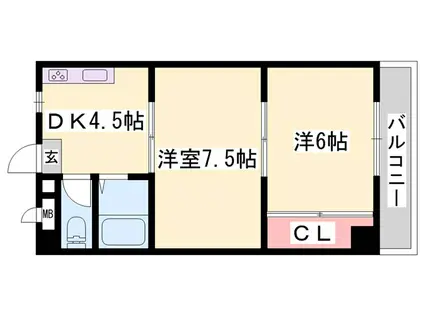 シティエステート城南(2DK/6階)の間取り写真