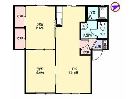 ディアスさや(2LDK/1階)の間取り写真