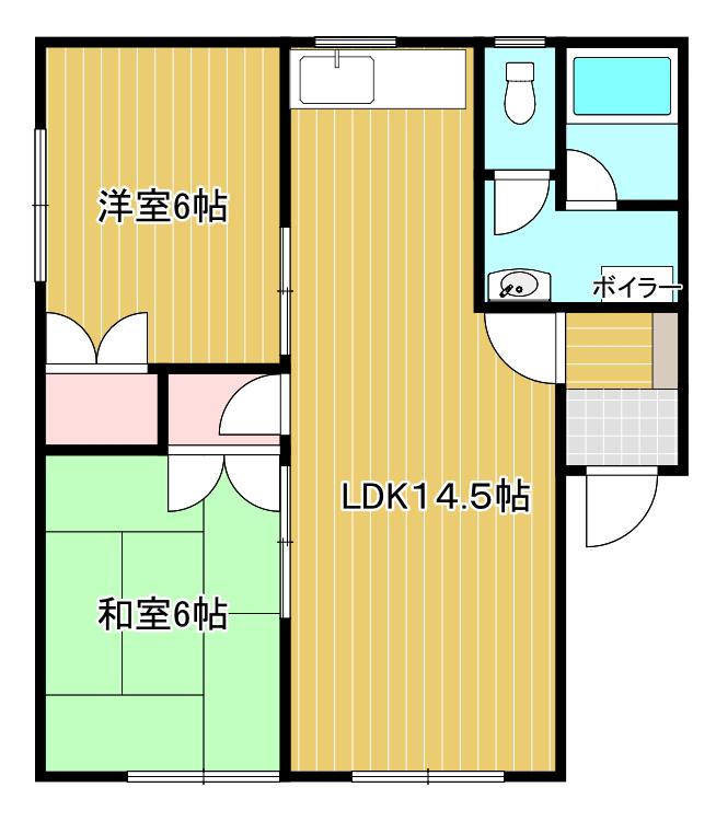 ハイツ木村(2LDK/1階)の間取り写真