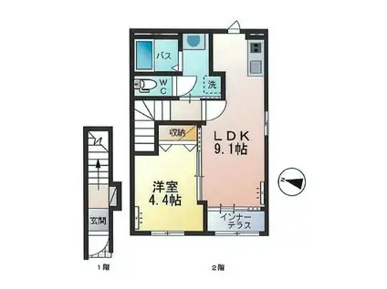 MAISONTAKAHASHI(1LDK/2階)の間取り写真