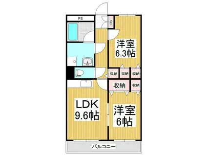 シルクスクエア(2LDK/2階)の間取り写真