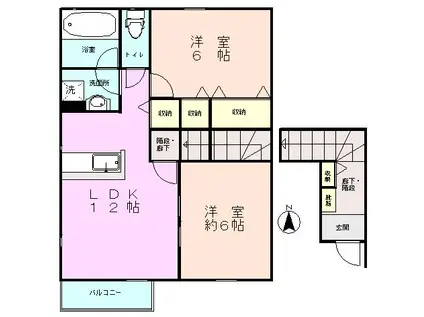 スプリングフェリス(2LDK/2階)の間取り写真