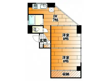 第2白島ビル(2DK/4階)の間取り写真