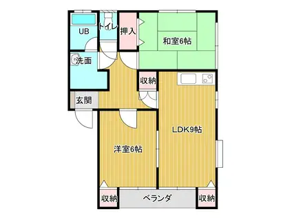 竹本コーポ(2LDK/2階)の間取り写真