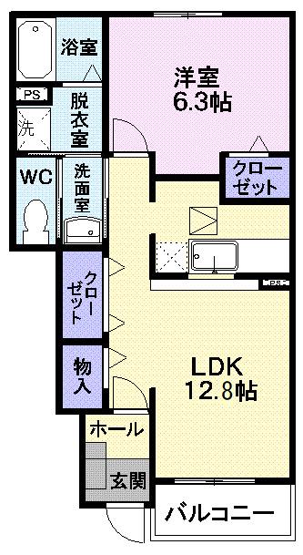 パルテールヒルズ(1LDK/1階)の間取り写真