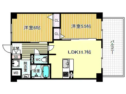 アベニール鷺洲(2LDK/3階)の間取り写真