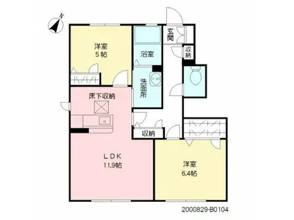 マインフェルト B棟(2LDK/1階)の間取り写真