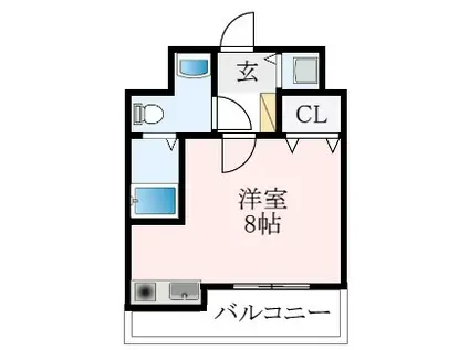 ライフデザイン新金岡B棟(ワンルーム/8階)の間取り写真