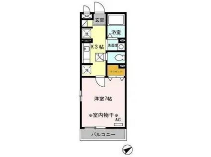 プランドール・モトユ(1K/2階)の間取り写真