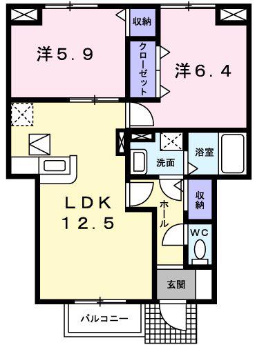 上の森ハウス(2LDK/1階)の間取り写真