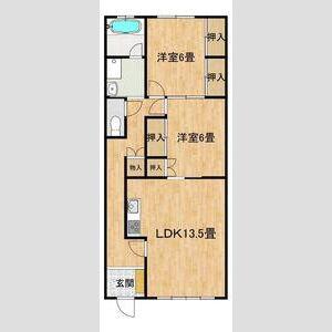 コトブキシティハイツ(2LDK/1階)の間取り写真