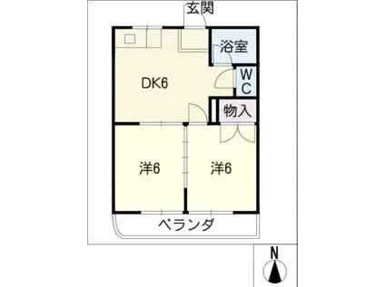 サニーハイツ(2DK/2階)の間取り写真