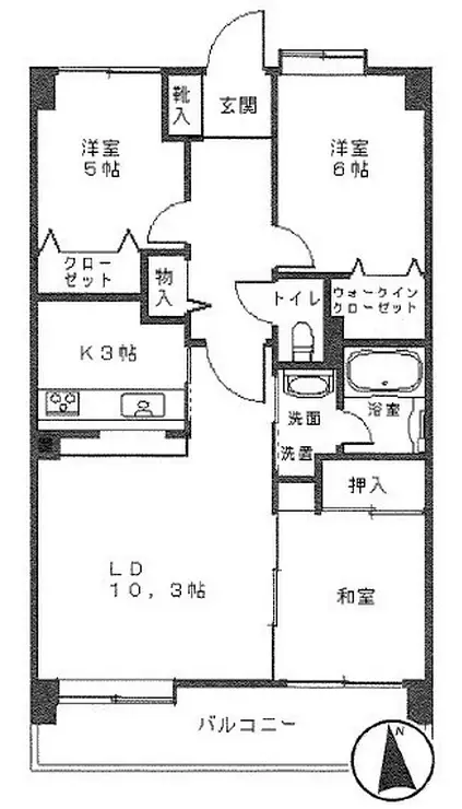 コスモ川口ガーデンスクエア 7階階 間取り