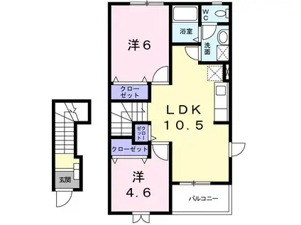 サンエアリーB(2LDK/2階)の間取り写真