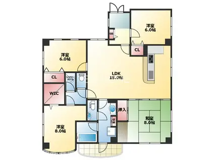 サンライズ長堀(4LDK/2階)の間取り写真