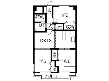 コンフォトゥールII(3LDK/2階)の間取り写真