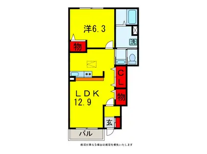 シャルマンAB(1LDK/1階)の間取り写真