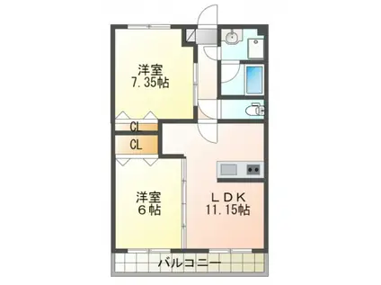 グランメゾン ノス・リオ(2LDK/1階)の間取り写真