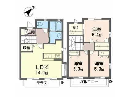 ホフケ羽衣(3LDK/1階)の間取り写真