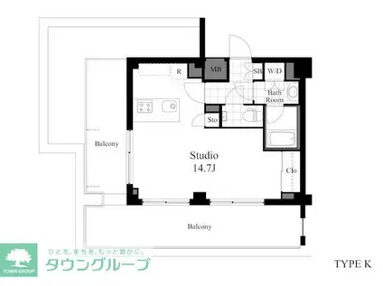 ラティエラ成城学園前(ワンルーム/9階)の間取り写真
