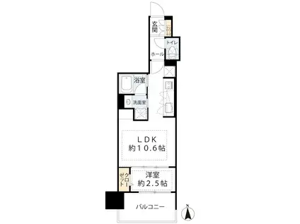 アーバネックス本町II(1LDK/13階)の間取り写真