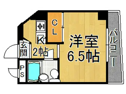 ハイツアルペン東難波(1K/2階)の間取り写真
