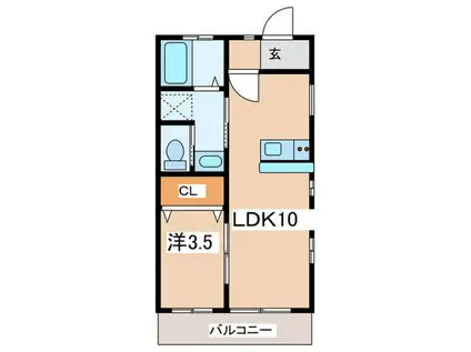 ラフール湘南(1LDK/1階)の間取り写真