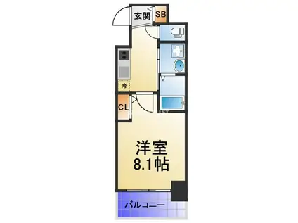 クレアグレイス新森古市(1K/8階)の間取り写真