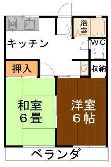 赤尾ハイツII(2DK/1階)の間取り写真