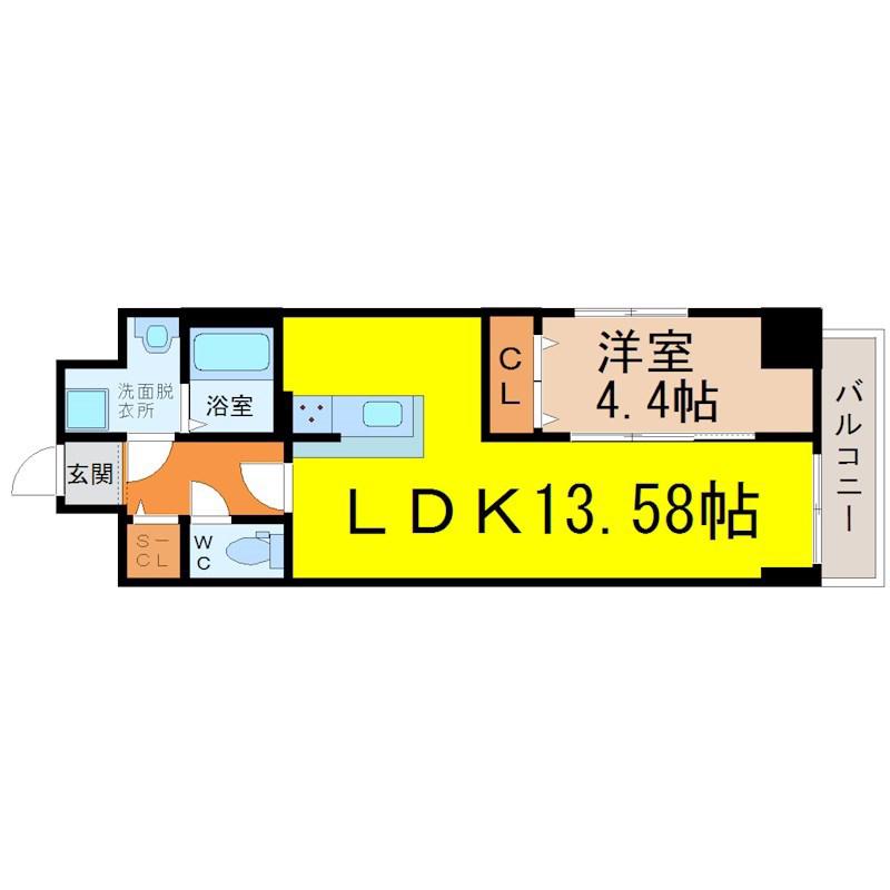 PRIMAL千種STELO(1LDK/7階)の間取り写真