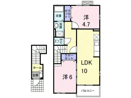 コリーヌ華II(2LDK/2階)の間取り写真