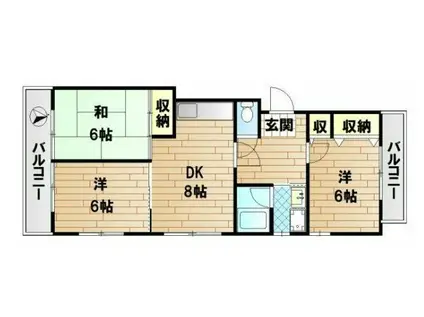 新美レジデンスII(3DK/2階)の間取り写真