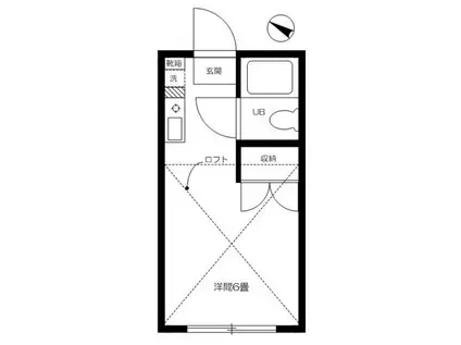 スカイシャンテ(ワンルーム/2階)の間取り写真
