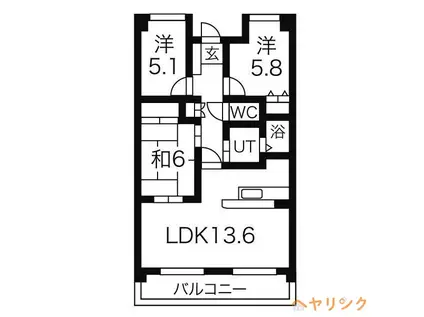 ア・レーズ平子(3LDK/4階)の間取り写真