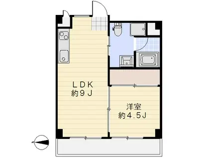 根岸ハイツ(1LDK/2階)の間取り写真