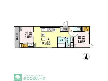 セレスティア栗原(2LDK/1階)の間取り写真
