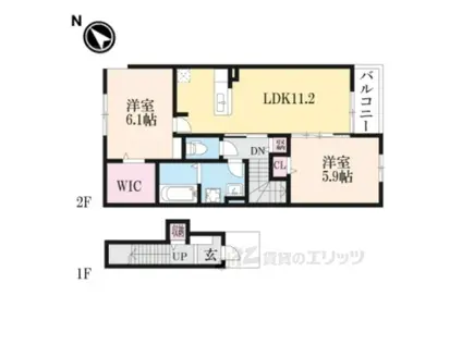 Yフォレスト八日市2(2LDK/2階)の間取り写真