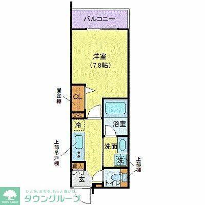ハーモニーレジデンス品川高輪(1K/2階)の間取り写真