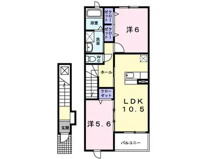 コンソラーレB(2LDK/2階)の間取り写真