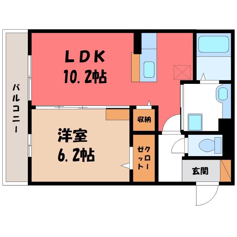 アリビオ前橋(1LDK/1階)の間取り写真