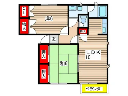 トルースヒルズ M棟(2LDK/2階)の間取り写真