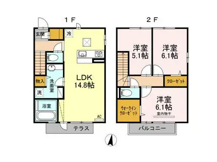 グランコート上田町(3LDK/1階)の間取り写真