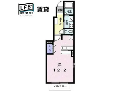 クレドボヌールI(1K/1階)の間取り写真