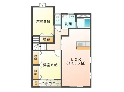 サン・スクェア(2LDK/2階)の間取り写真