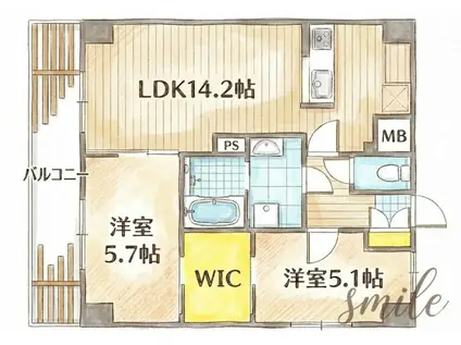 CREA COAT(2LDK/7階)の間取り写真