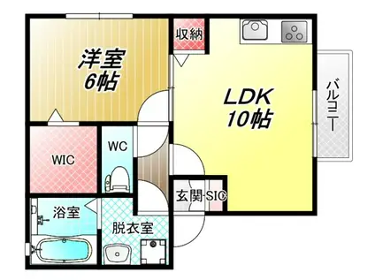 ミュリール(1LDK/2階)の間取り写真