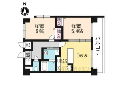 HF四条河原町レジデンス(2LDK/13階)の間取り写真