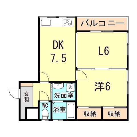 ダイヤハイツ板宿(1LDK/2階)の間取り写真