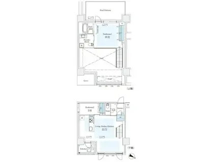 東3丁目M(2LDK/13階)の間取り写真