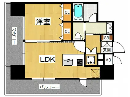 プライムアーバン博多(1LDK/5階)の間取り写真